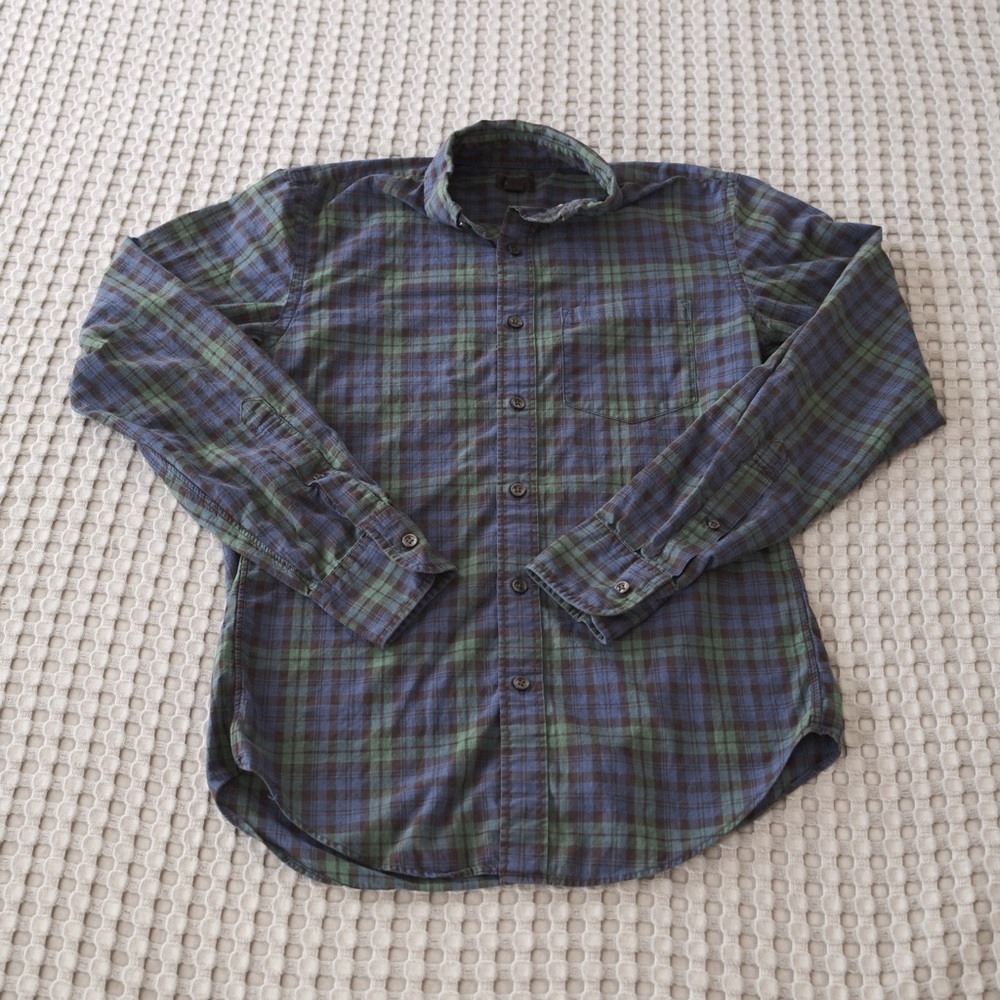 JCrew Classic Men's Button-Down Plaid Shirt in Navy and Green